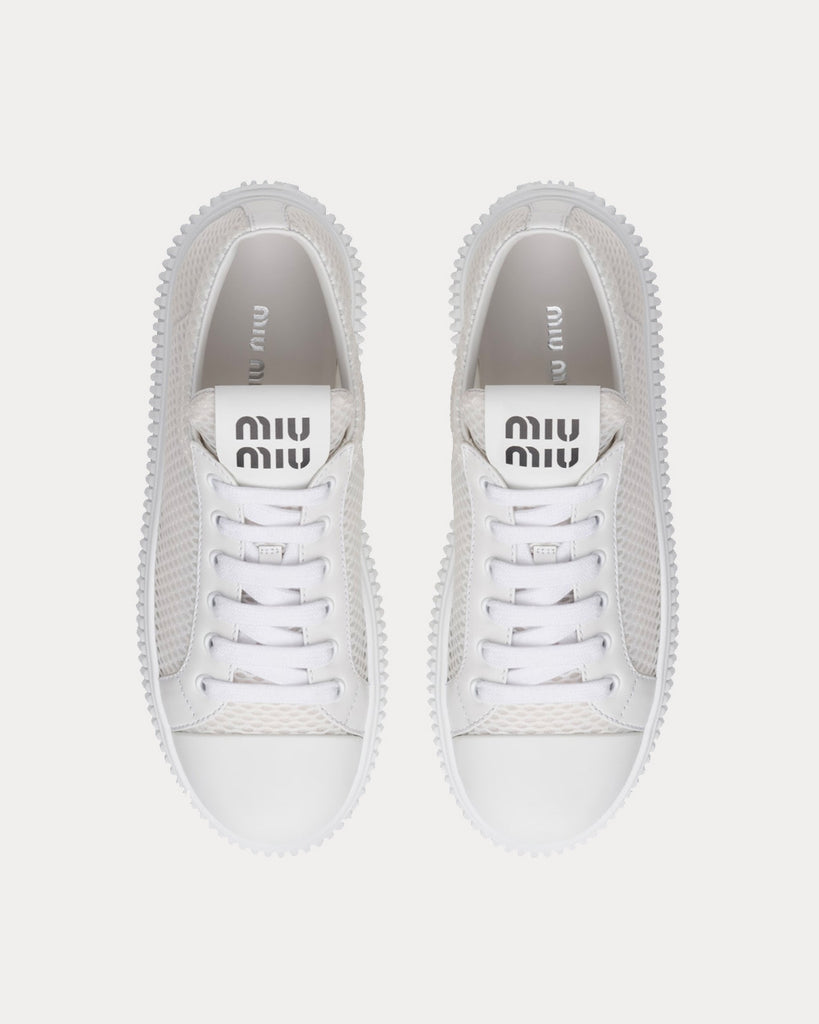 Miu Miu | Shoes | Miu Miu Leather Sneakers With Silver Pointy Toe | Poshmark